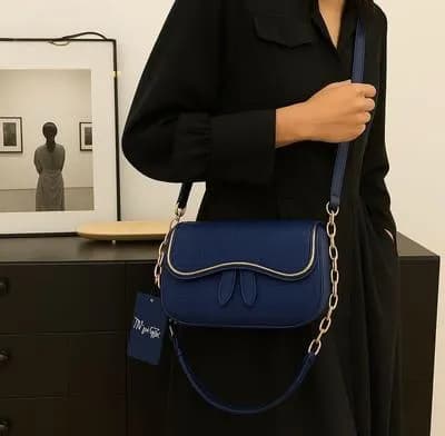 Blue Cross Body Bag for Women with Chain Strap