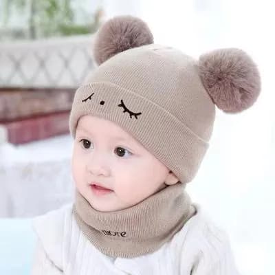 Unisex Wool Textured Hoodie & Jeans Set Brown