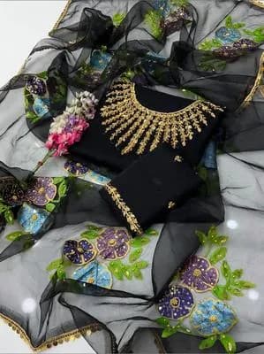 Black Embroidered Lehenga Set with Gold Work