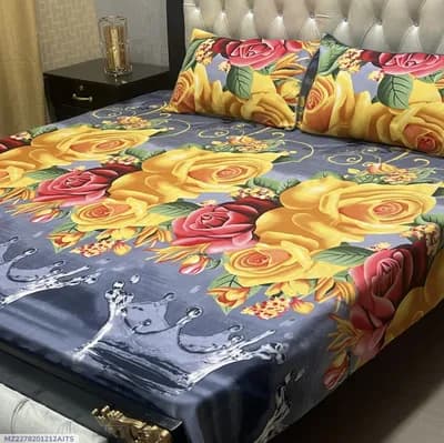 Crystal Cotton Printed Double Bedsheet Set with Pillow Covers