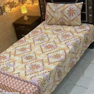 4 Pcs Cotton Printed Single Bedsheet