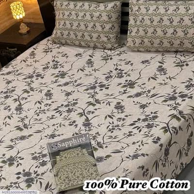 100% Pure Cotton Floral Bedsheet Set Double Bed