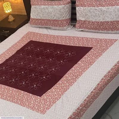 Maroon Patchwork Cotton Bedsheet Set for Double Bed
