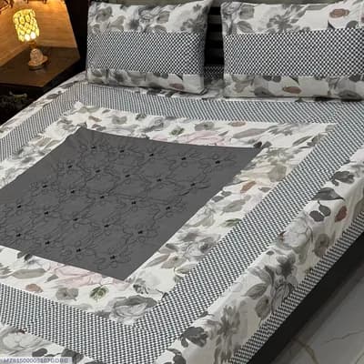 3 Pcs Cotton Sotton Patchwork Double Bedsheet