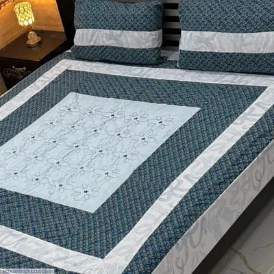 3 Pcs Cotton Sotton Patchwork Double Bedsheet