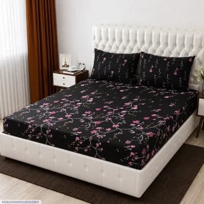 3 Pcs Cotton Salonica Printed Double Bedsheet