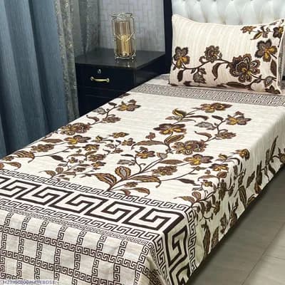 Floral Greek Border Single Bedsheet Set
