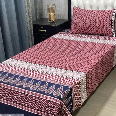 Maroon Patterned 2-Piece Bedding Set for Single Bed