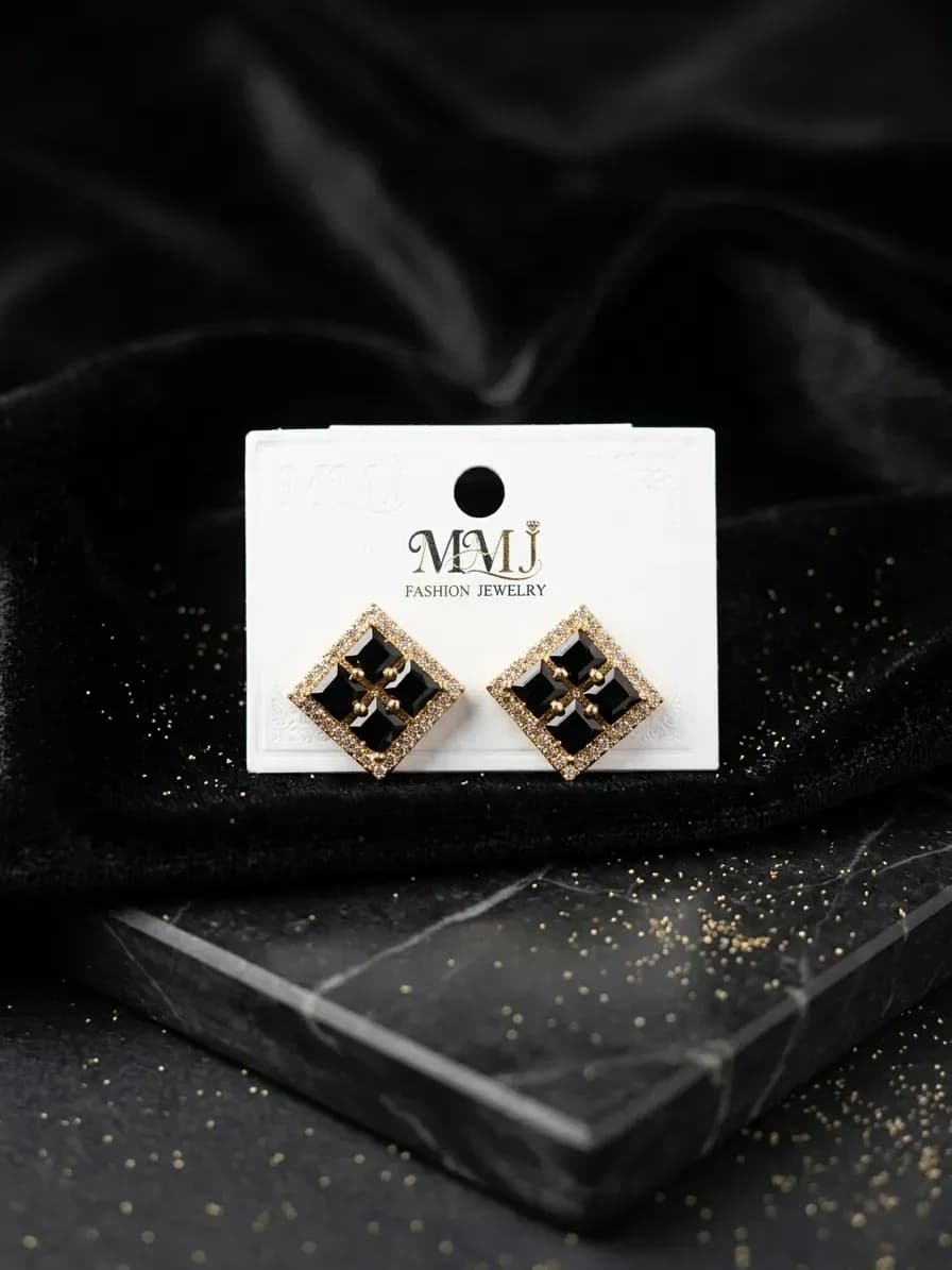 Women's Gold Plated Crystal Earrings 2 Pcs