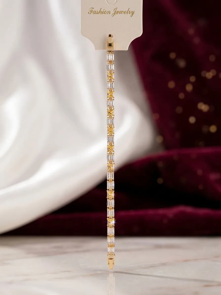 Women Funky Crystal Gold Plated Bracelet