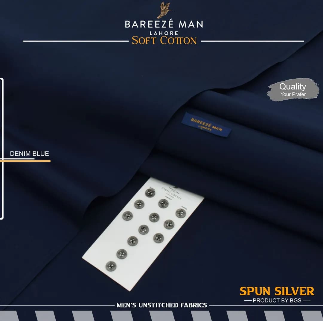 Men Unstitched Suit Blue Cotton Summer