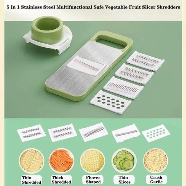 5-in-1 Vegetable Slicer Stainless Steel Green