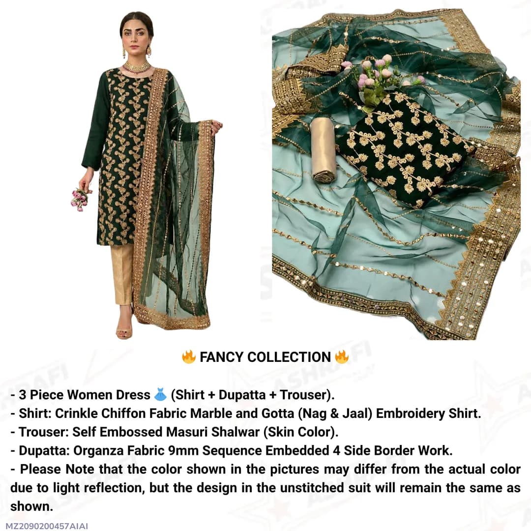 Fancy 3-Piece Embroidered Suit for Women