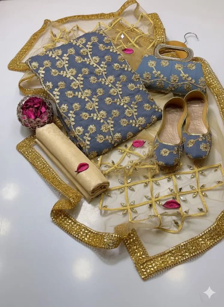 Premium Embroidered 5-Piece Women Suit Set for Eid & Weddings