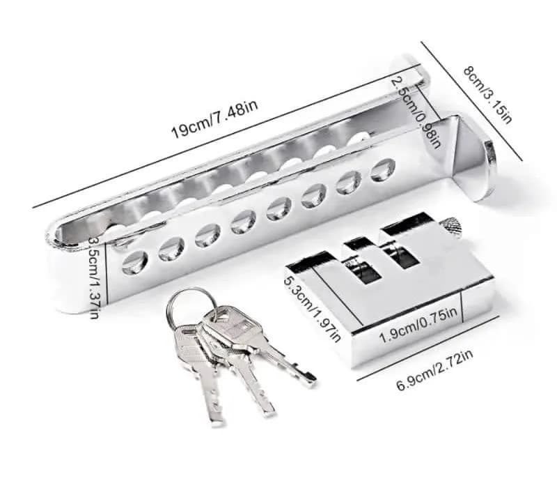 Silver Metal Anti-Theft Brake Pedal Lock 10x12x12"