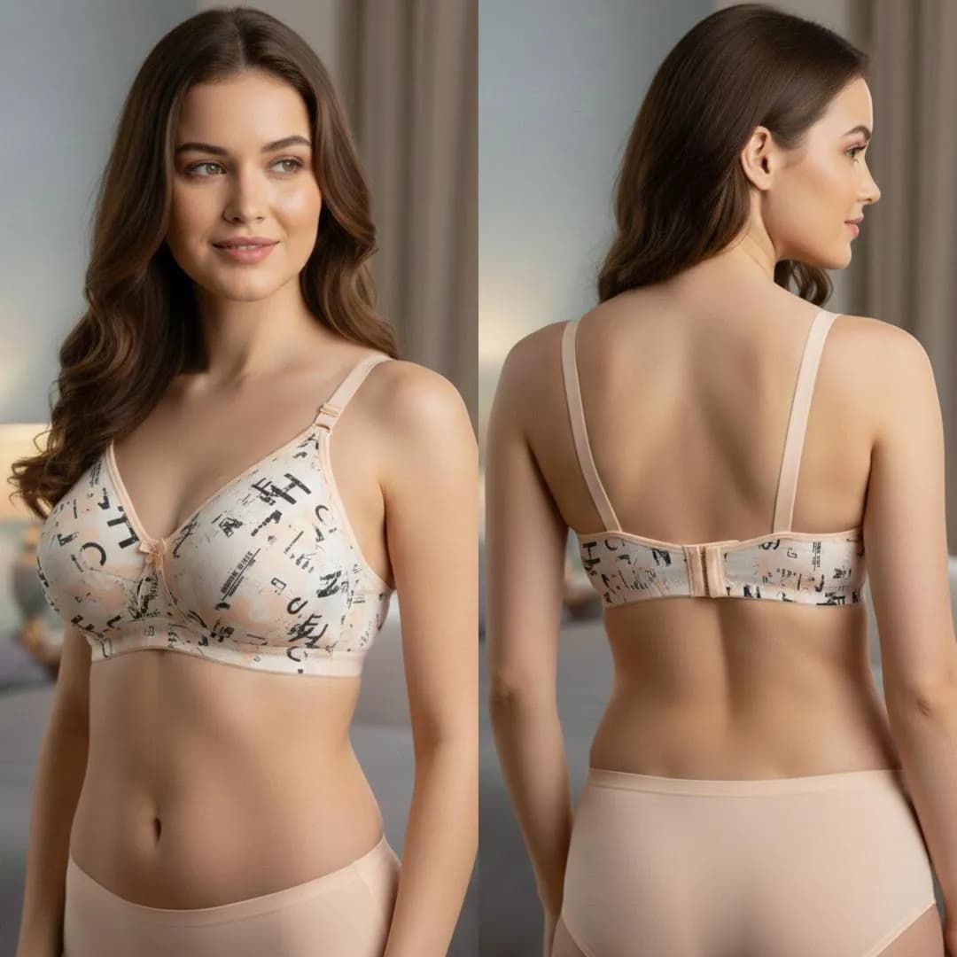 Malai Printed Padded Bra Yellow Geometric Print Size 34-40